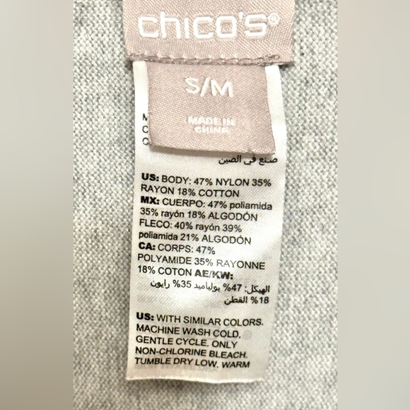 Chicos Grey Gray Fringe Pullover Poncho Cowl Neck S / M - Picture 4 of 4